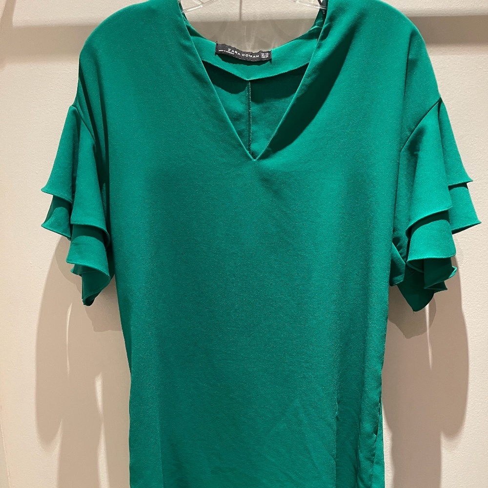 Zara Women knee length green dress